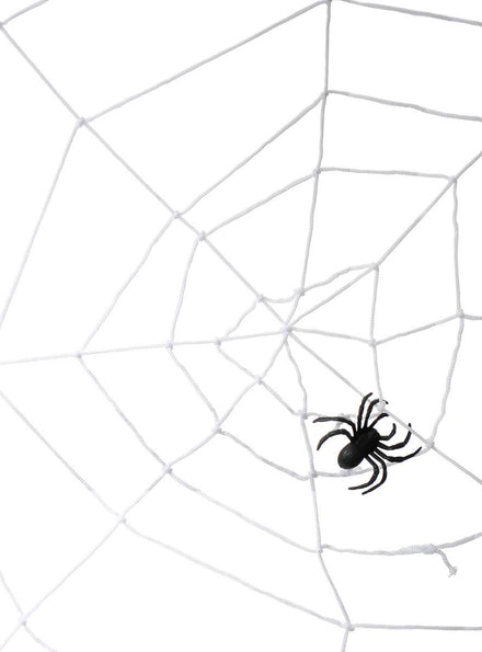 Image of Hanging White Rope Spiderweb with Spider Halloween Decoration