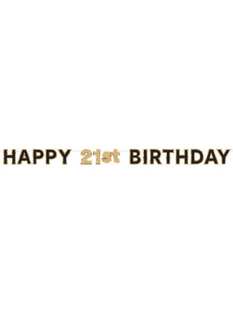 Image of Happy 21st Birthday Black And Gold Banner