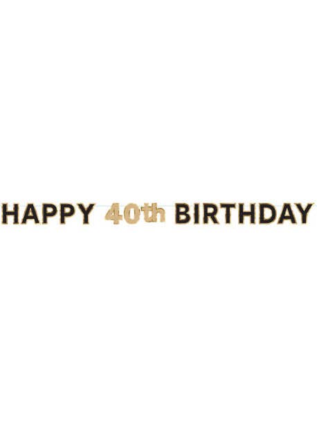 Image of Happy 40th Birthday Black And Gold Banner