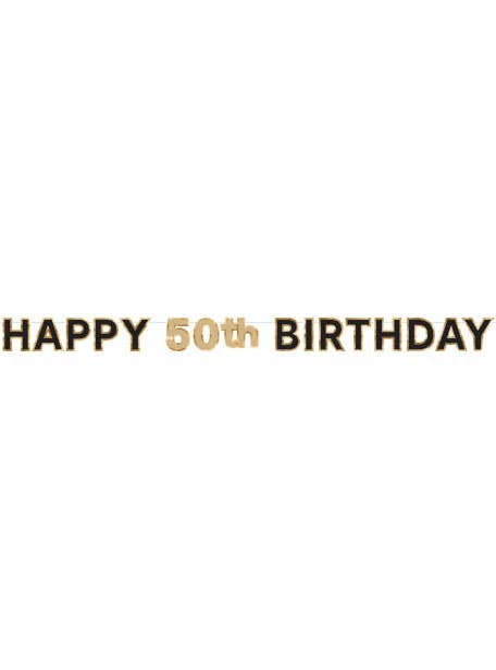 Image of Happy 50th Birthday Black And Gold Banner