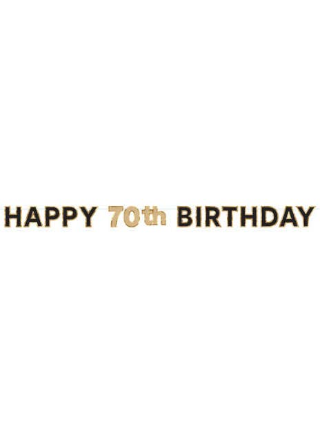 Image of Happy 70th Birthday Black And Gold Banner