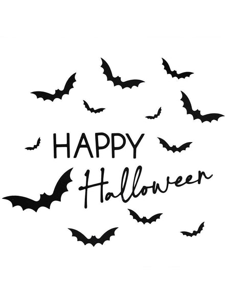 Image of Happy Halloween with Bats Door or Wall Sticker Decoration - Main Image