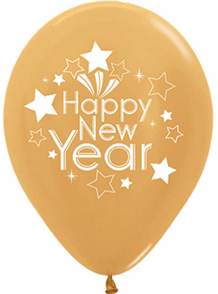 Image of Happy New Years 6 Back 30cm Gold Latex Balloons