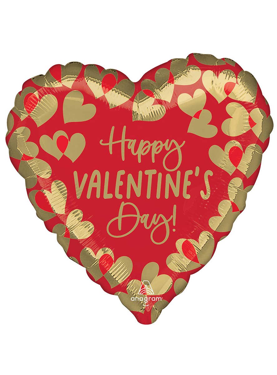 Image of Valentines Day Red And Gold 45cm Foil Balloon