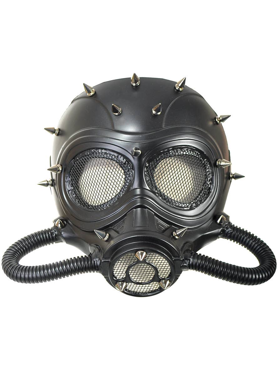 Image of Spiked Hard Black Plastic Gas Mask 