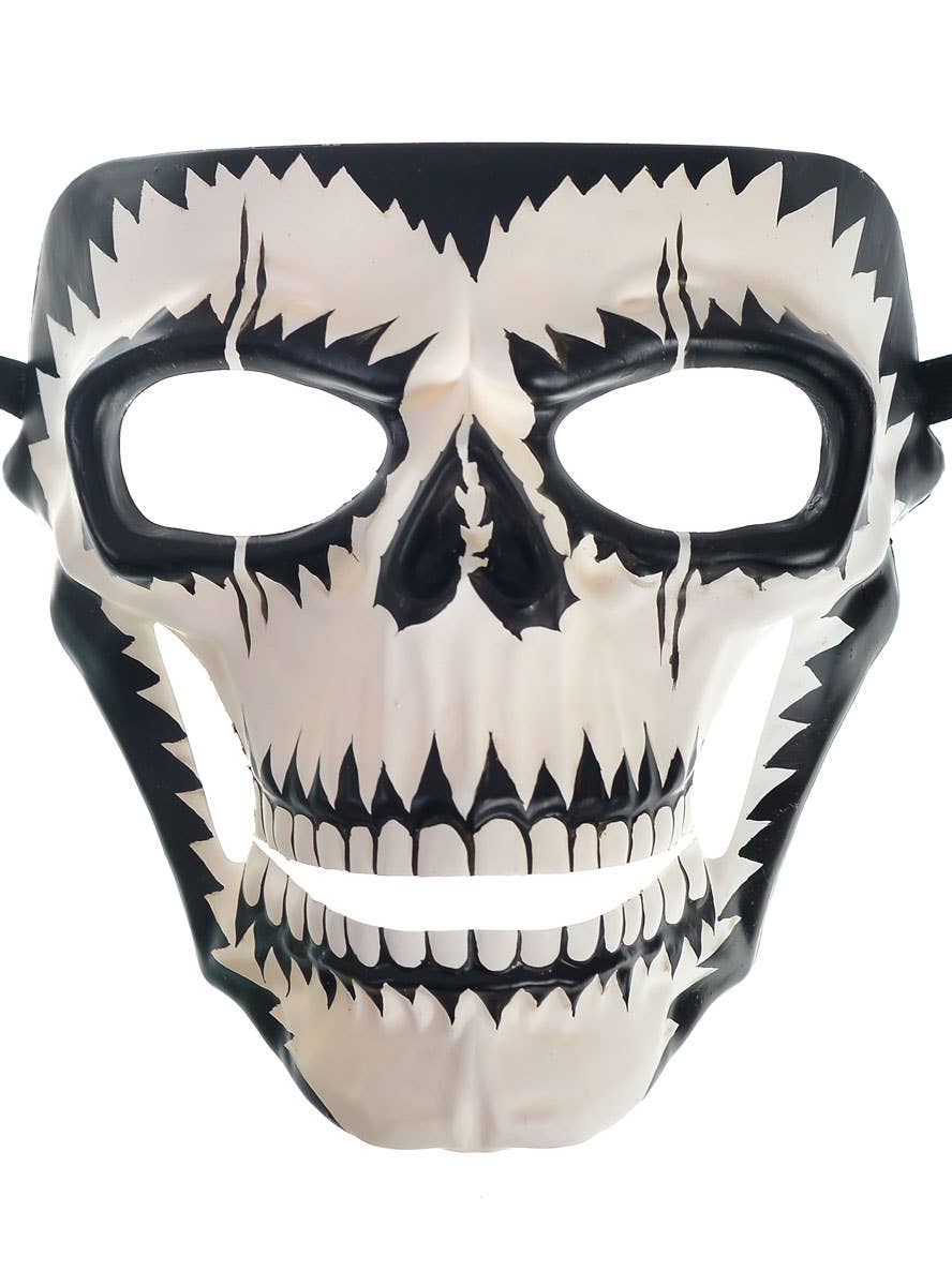 Image of Deluxe Black and White Skull Halloween Costume Mask - Alternative View