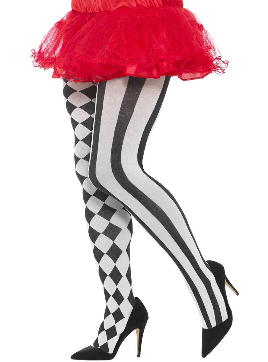 Image of Harlequin Black and White Plus Size Stockings - Main Image