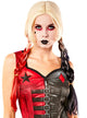 Image of Harley Quinn Red and Black Plaits Women's Costume Wig