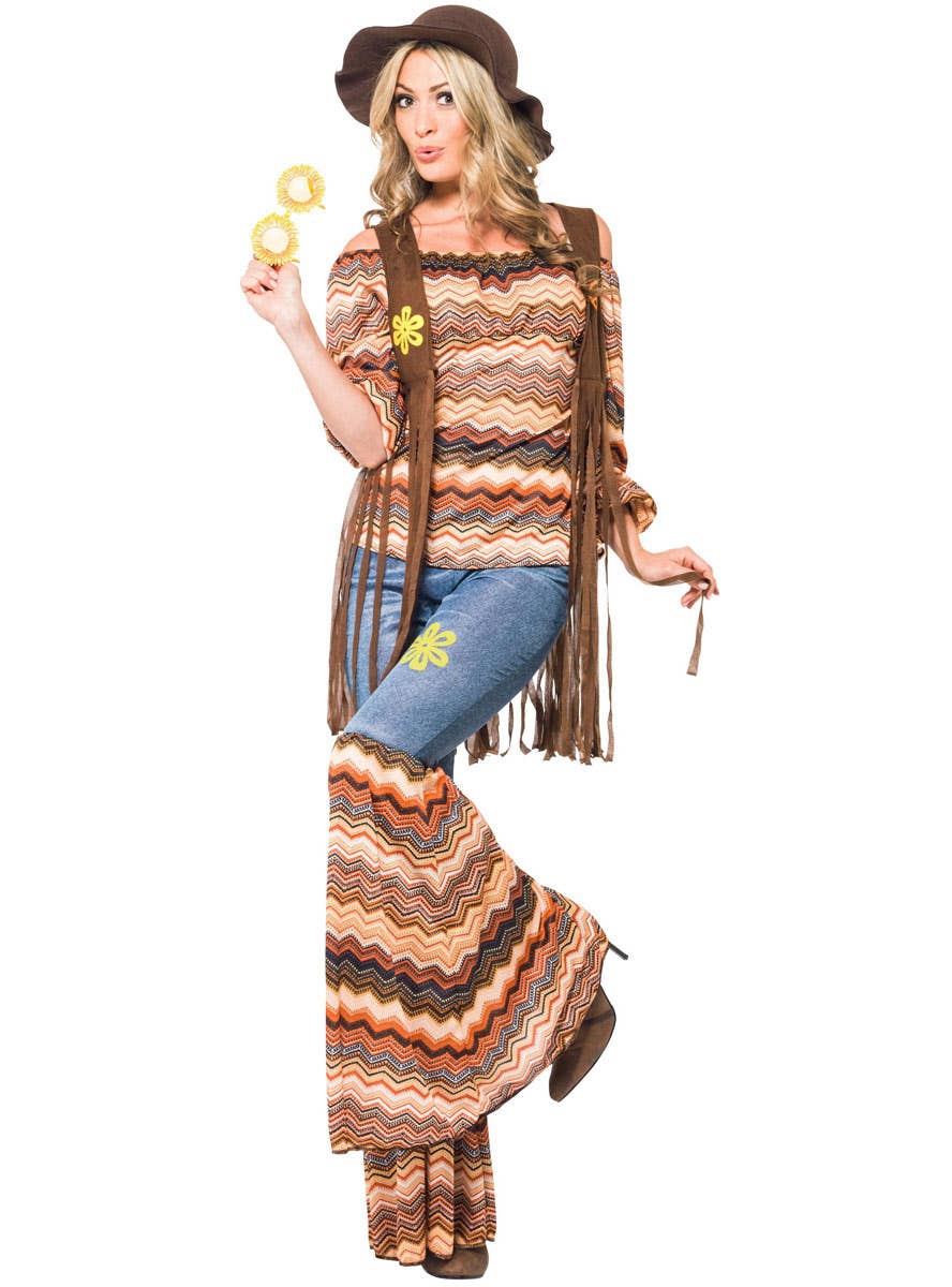 Women's Plus Size Harmony Hippie 70's Costume - Front Image