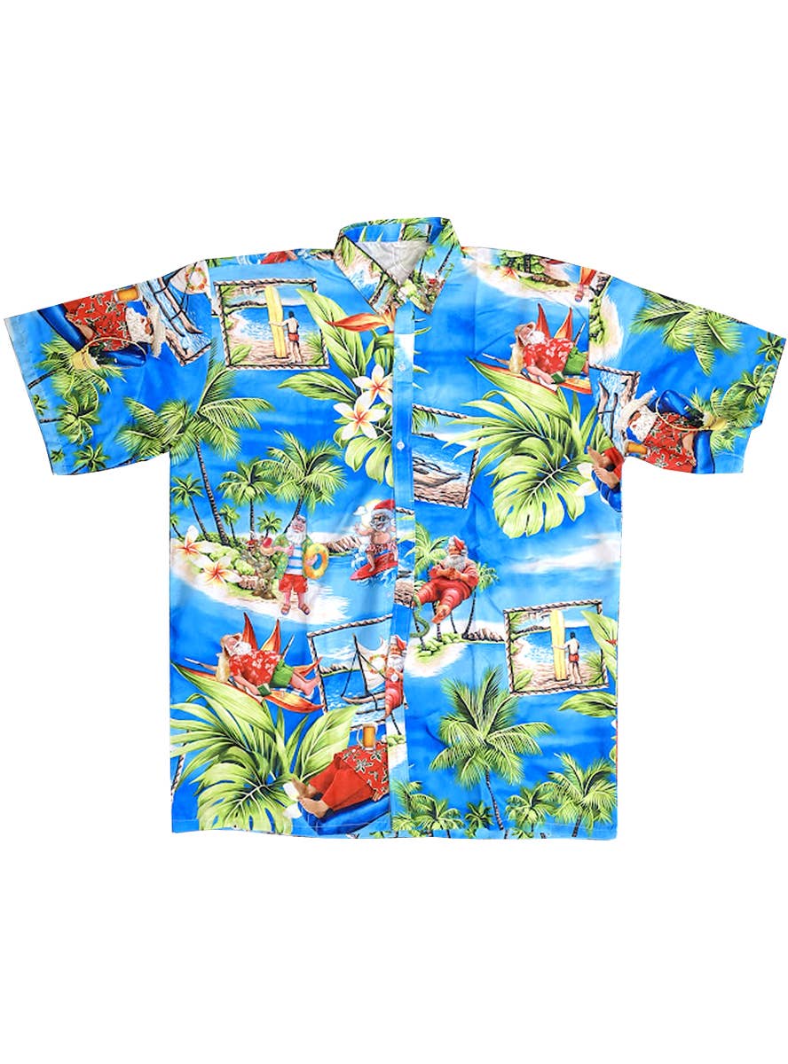 Image of Hawaiian Santa Print Men's Costume Shirt