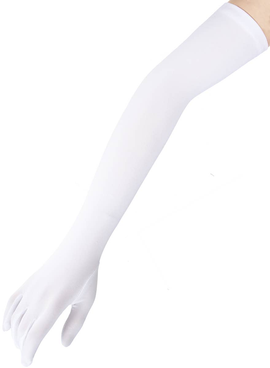 Matte White Extra Long Costume Gloves