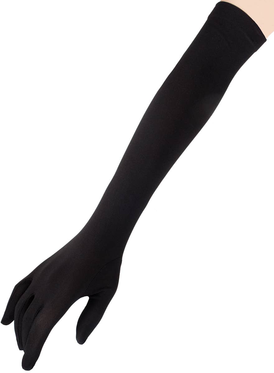 Extra Long Black Matte Costume Gloves | Over The Elbow Black Gloves