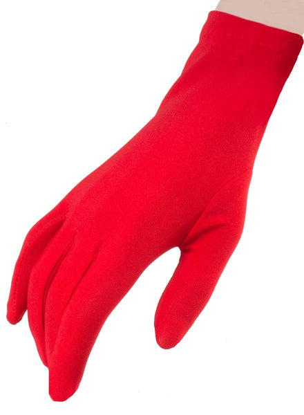 Short Wrist Length Matte Red Costume Gloves