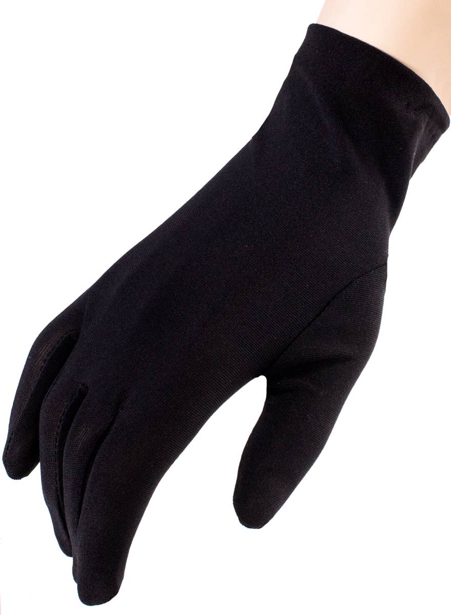 Wrist Length Black Matte Gloves | Adults Short Black Costume Gloves