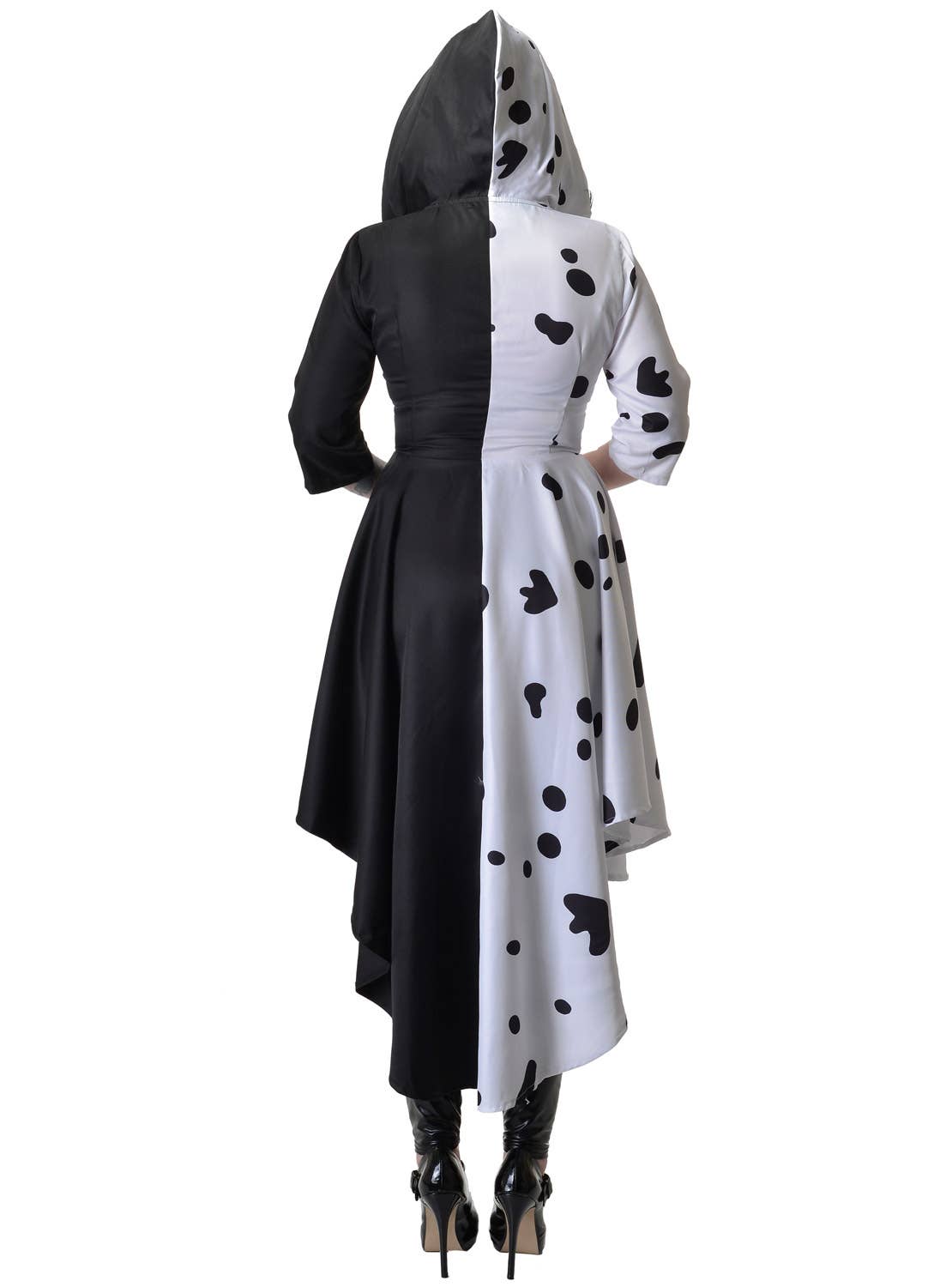 Image of Deluxe Hooded Dalmatian Diva Women's Costume - Back View with Hood Up