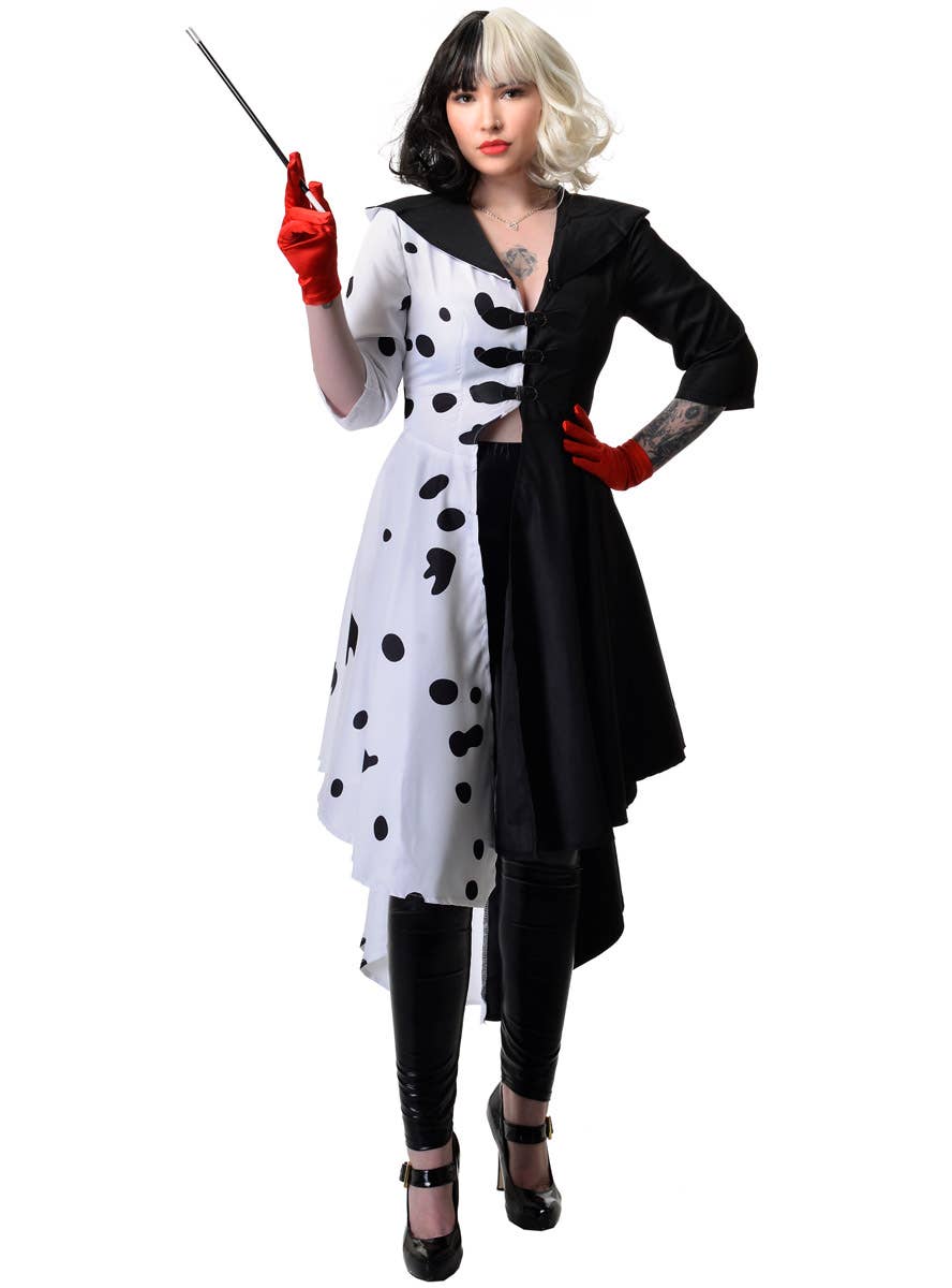 Image of Deluxe Hooded Dalmatian Diva Women's Costume - Front View with Hood Down