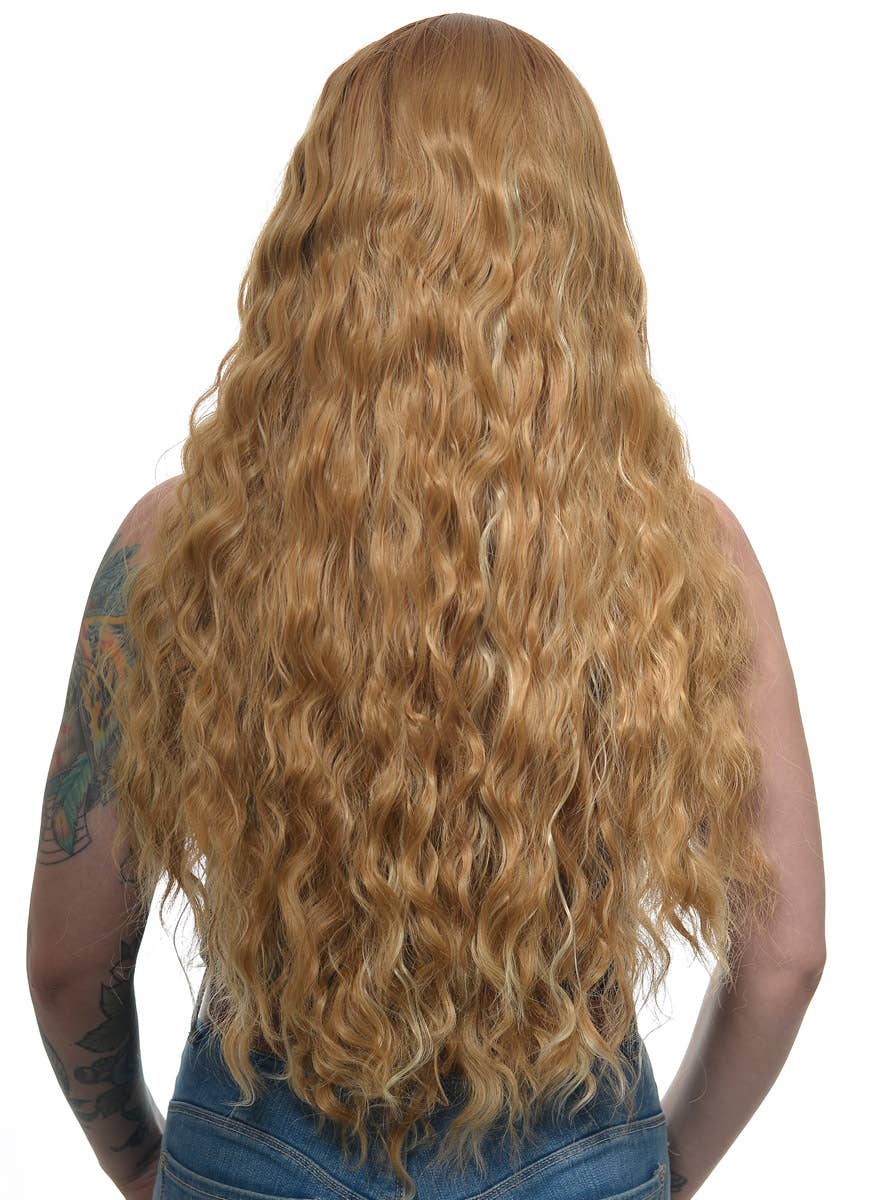 Ginger Blonde Womens Long Naturally Wavy T-Part Lace Front Synthetic Fashion Wig - Back Image