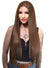 Womens Extra Long Chocolate Brown Straight T-Part Lace Front Fashion Wig - Front Image