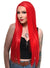 Extra Long Womens Bright Red Straight Synthetic Fashion Wig with Lace Front - Front Image
