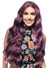 Womens Long Plum Purple Wavy Synthetic Fashion Wig with T-Part Lace Front - Front Image