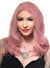 Womens Shoulder Length Dusty Pink Wavy Synthetic Fashion Wig with T-Part Lace Front - Front Image