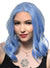 Womens Shoulder Length Dusty Blue Wavy Synthetic Fashion Wig with T-Part Lace Front - Front Image