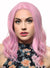 Womens Shoulder Length Lolly Pink Wavy Synthetic Fashion Wig with T-Part Lace Front - Front Image