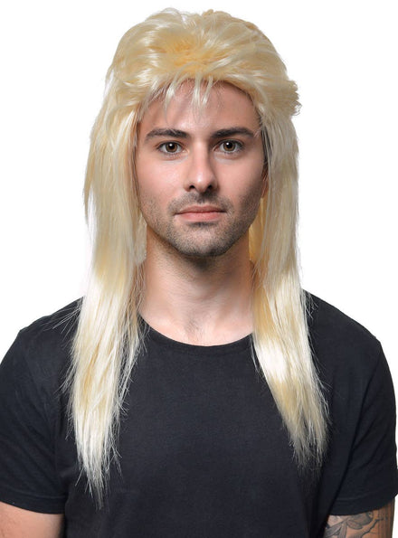 Mens Blonde Long Mullet Wig