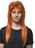 Mens Ginger Orange Long Mullet Wig