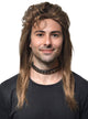 Mens Rich Brown Long Mullet Wig