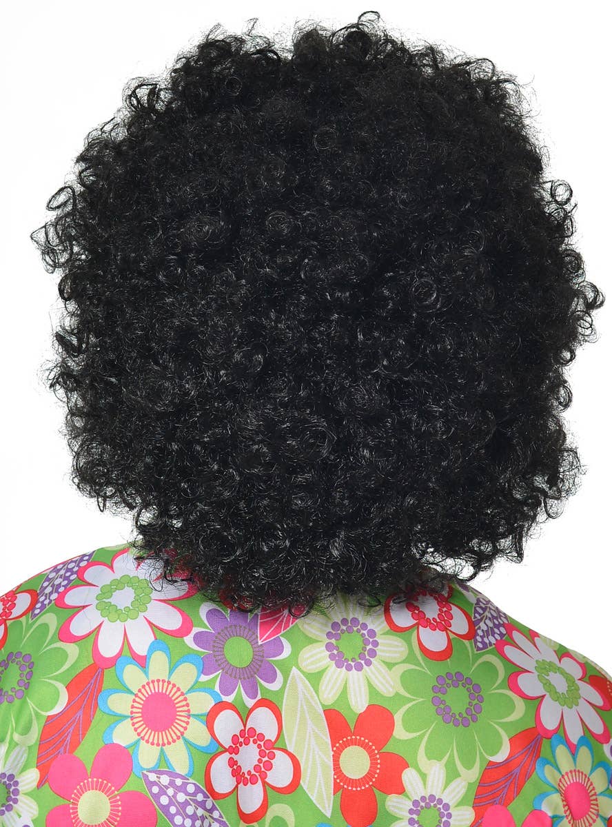 Mens 70's Mega Black Afro Costume Wig - Back Image