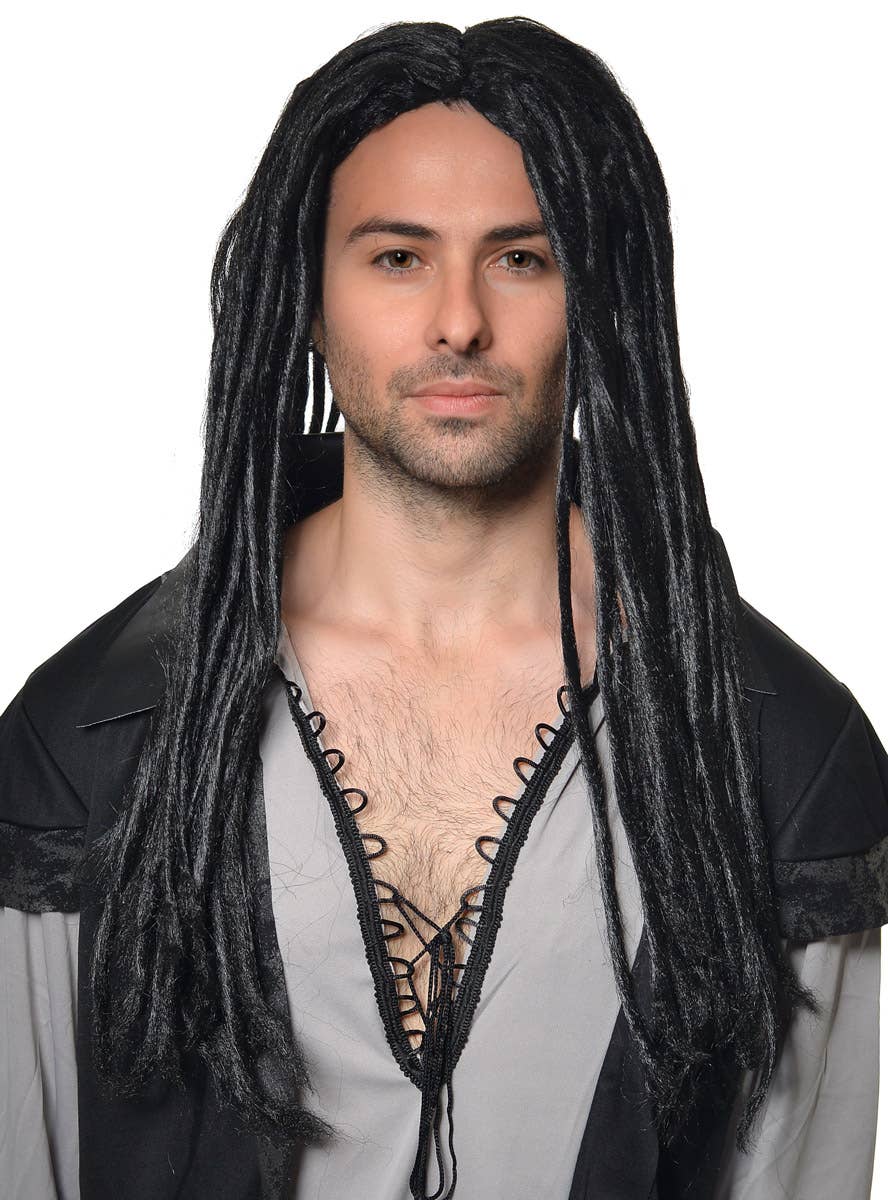 Men's Black Jamaican Dreadlocks Costume Wig - Front Image