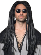Men's Black Pirate Dreadlocks Costume Wig - Front Image