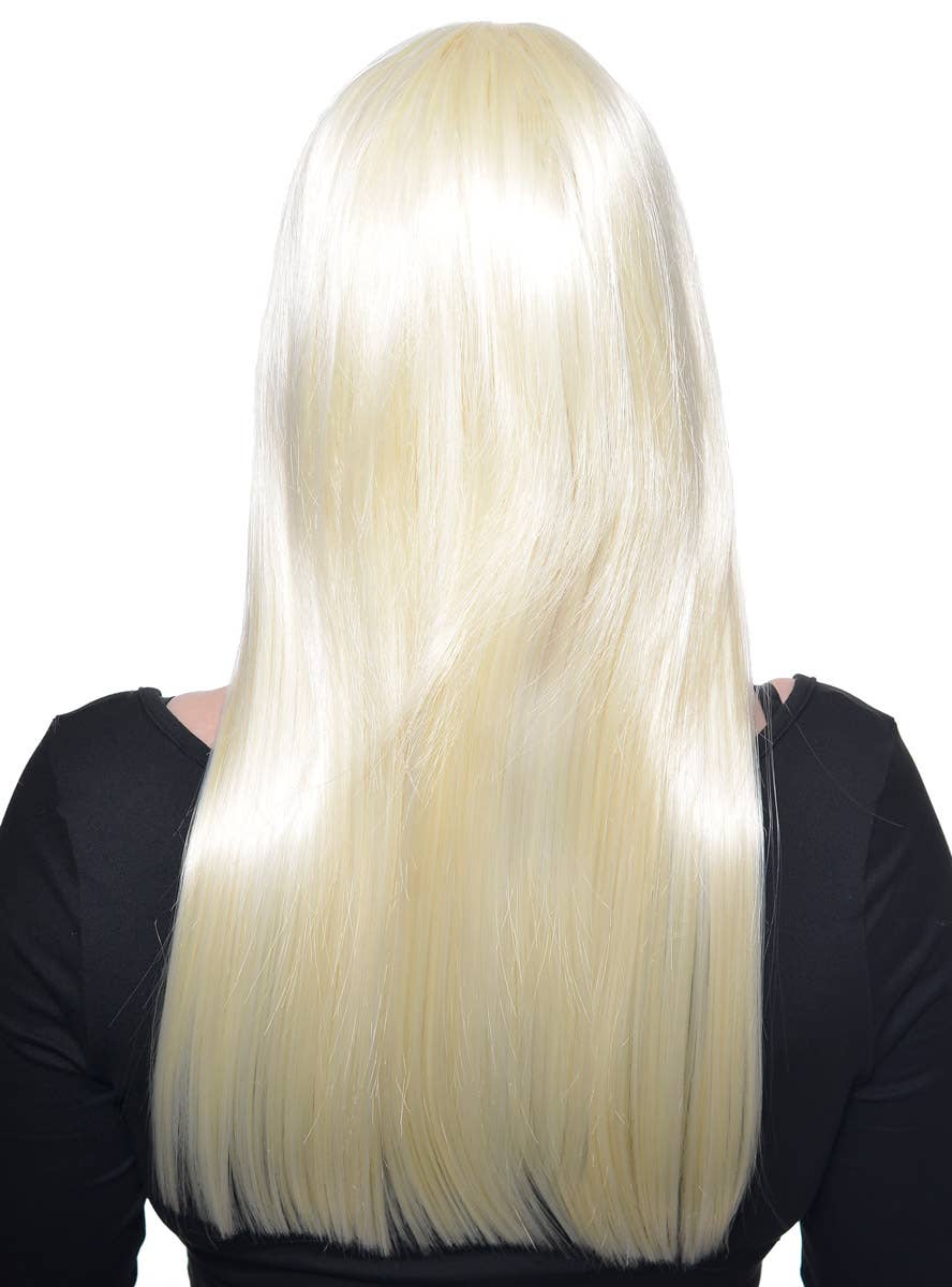 Long Straight Blonde Heat Resistant Fashion Wig with Skin Top and Fringe - Alternate Back View