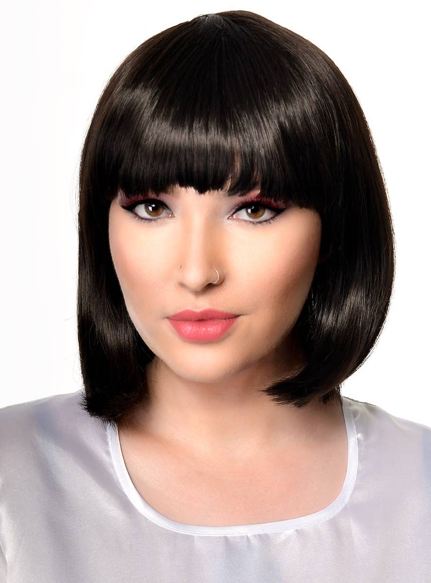 Womens Natural Black Bob Wig Short Black Bob Costume Wig For Women 1644