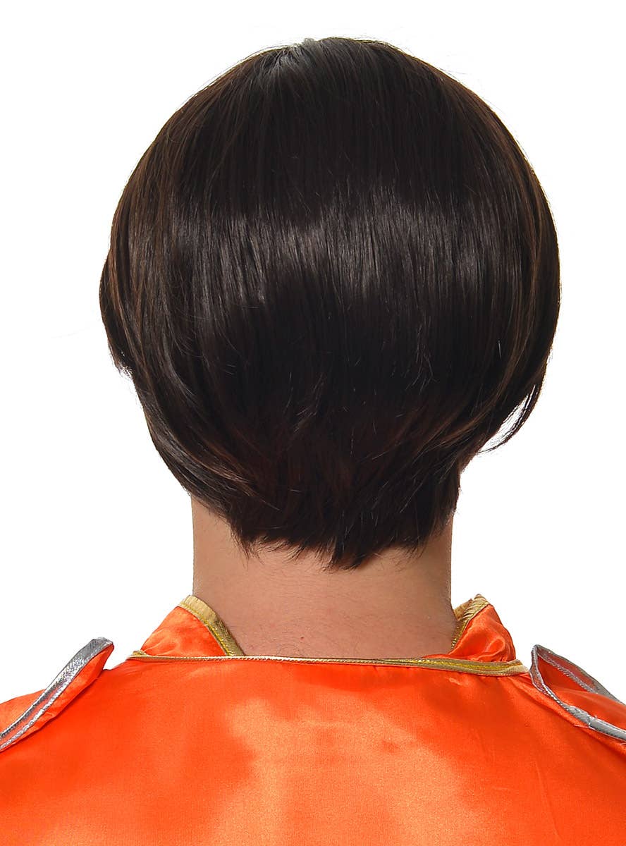 Men's Dark Brown Short Beatles Costume Wig - Back Image