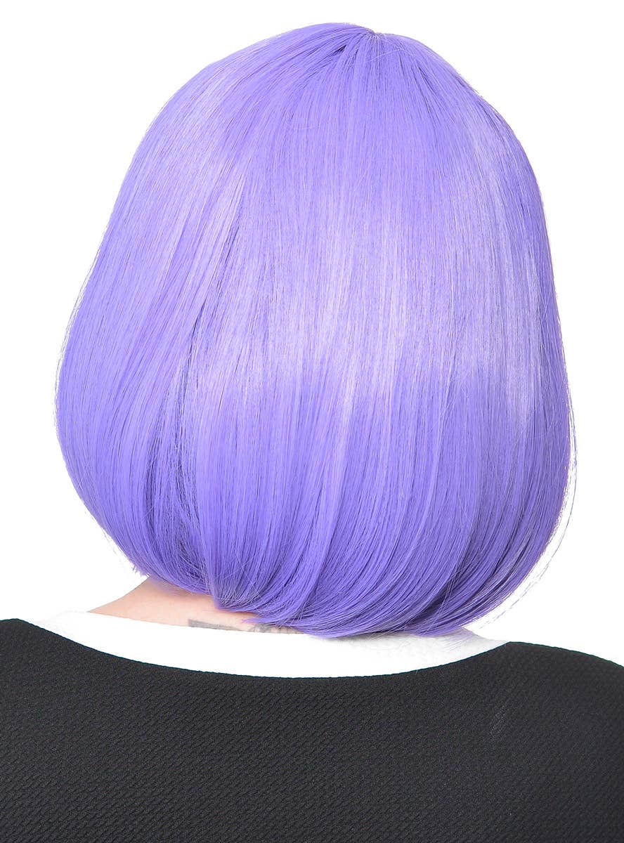 Short Purple Heat Resistant Bob Women's Costume Wig with Fringe - Back View