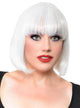 Short White Heat Resistant Bob Women's Costume Wig with Fringe - Front View