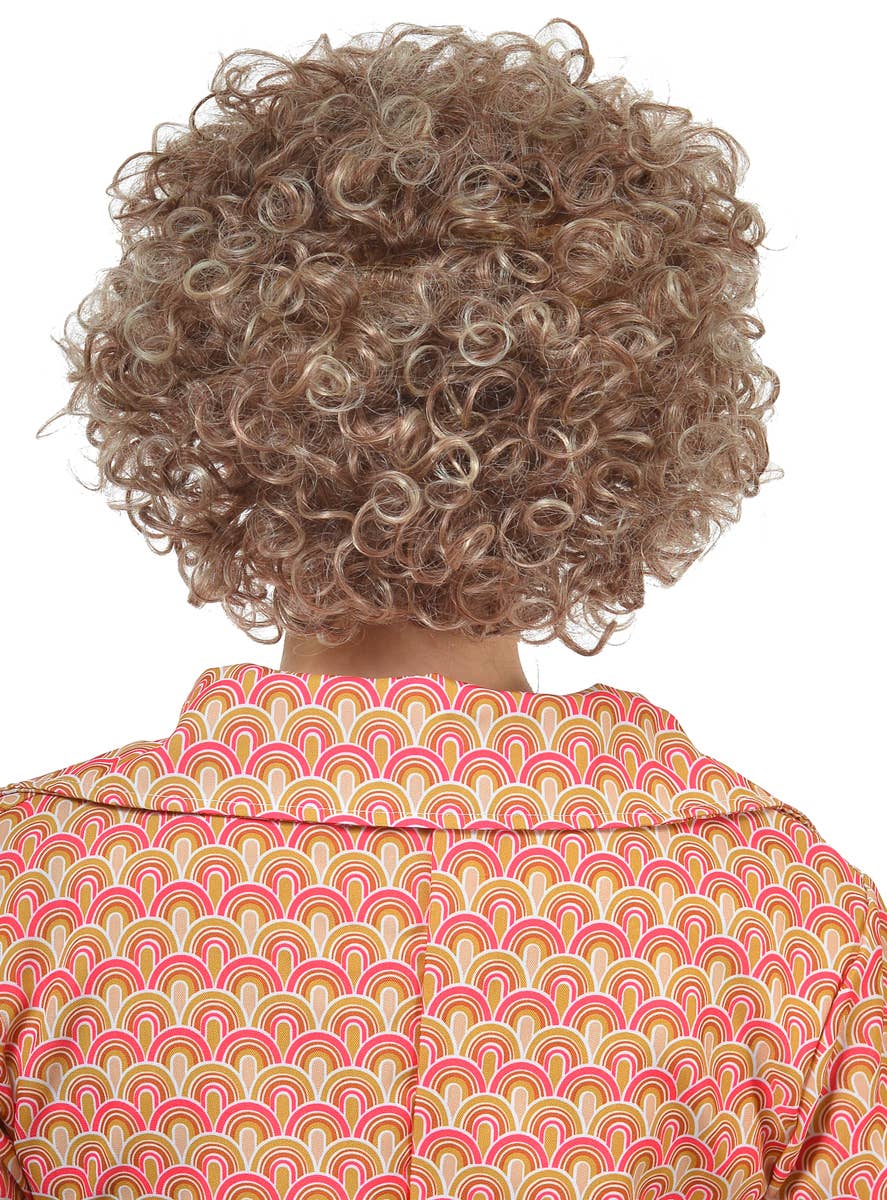 Image of Frosted Blonde and Brown 1970's Adults Afro Costume Wig - Back View