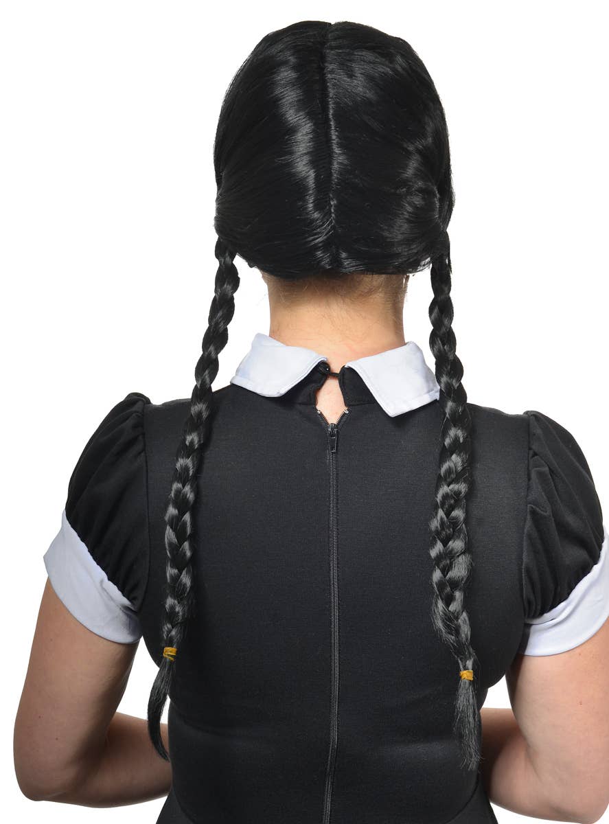 Image of Wednesday Addams Women's Braided Halloween Costume Wig - Back View