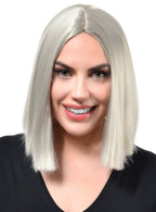 Image of Platinum Blonde Women's Deluxe Heat Resistant Bob Costume Wig - Front View