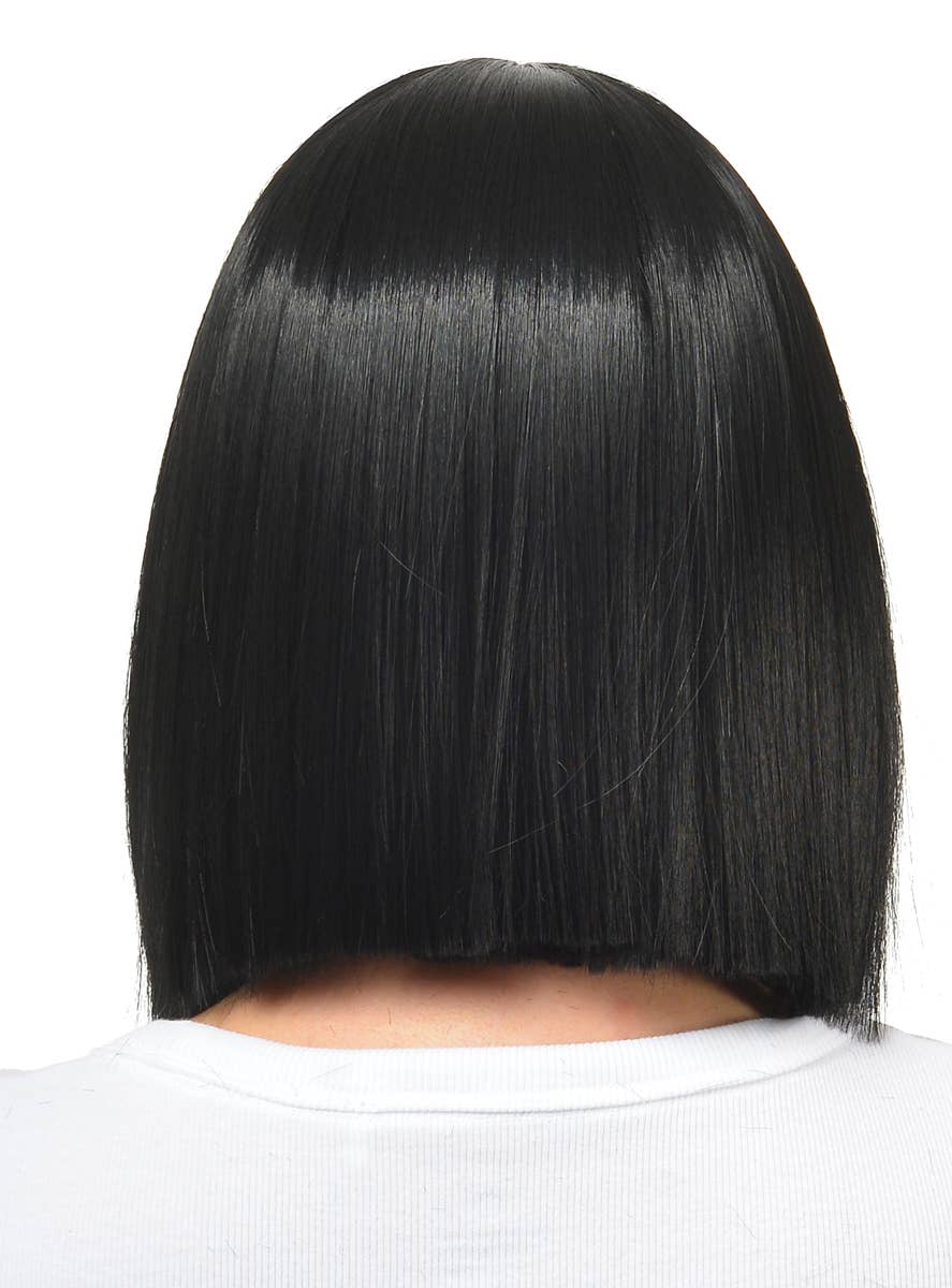 Image of Sleek Black Women's Deluxe Heat Resistant Bob Costume Wig - Trimmed Back View