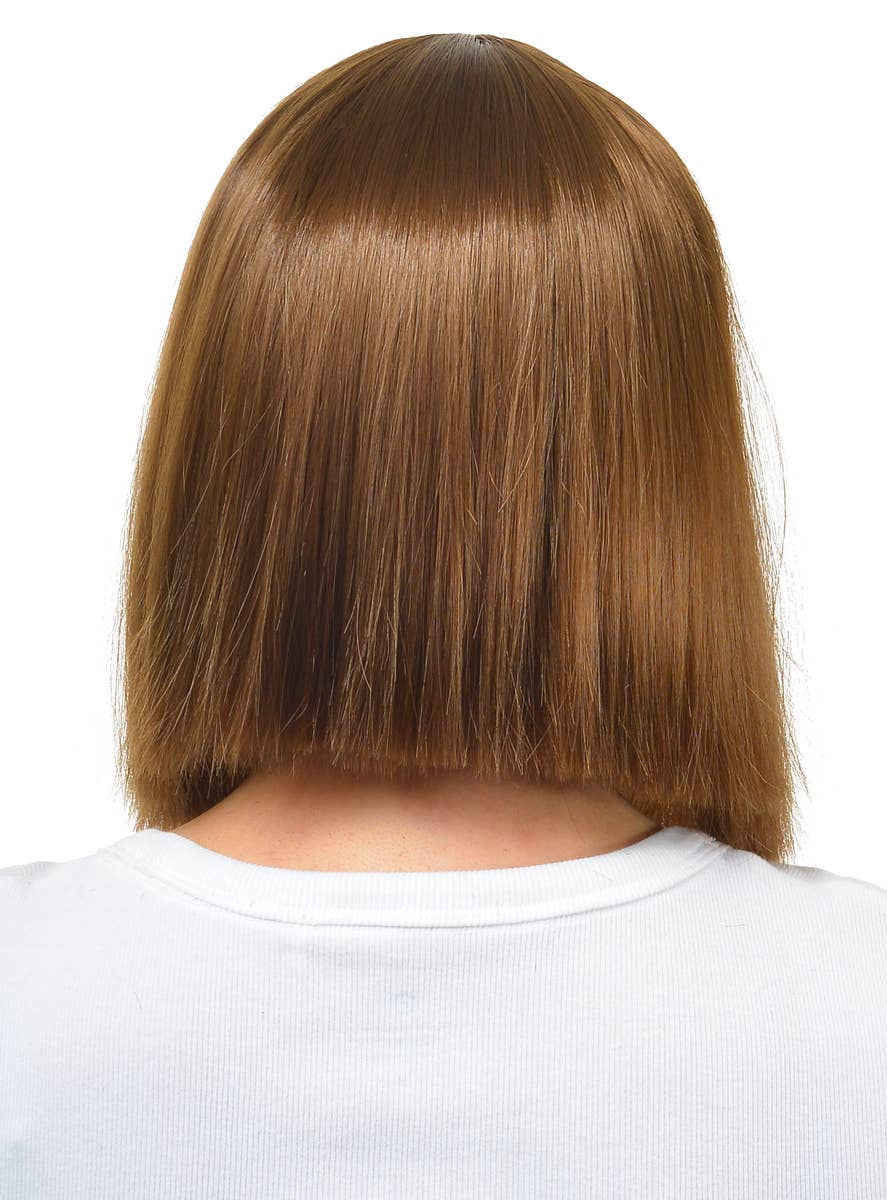 Image of Natural Brown Women's Deluxe Heat Resistant Bob Costume Wig - Trimmed Back View