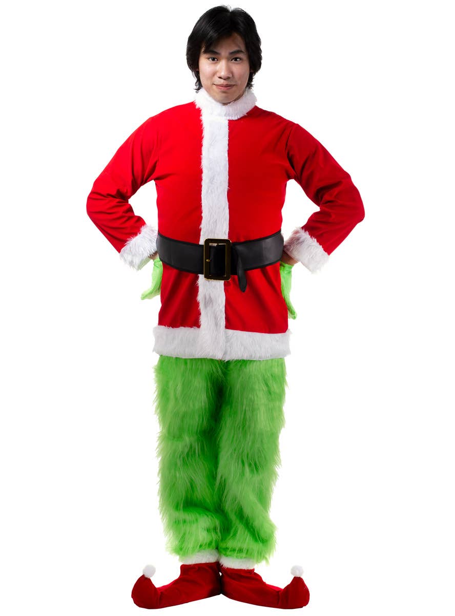 Image of Furry Green Grinch Deluxe Mens Christmas Costume - Alternative