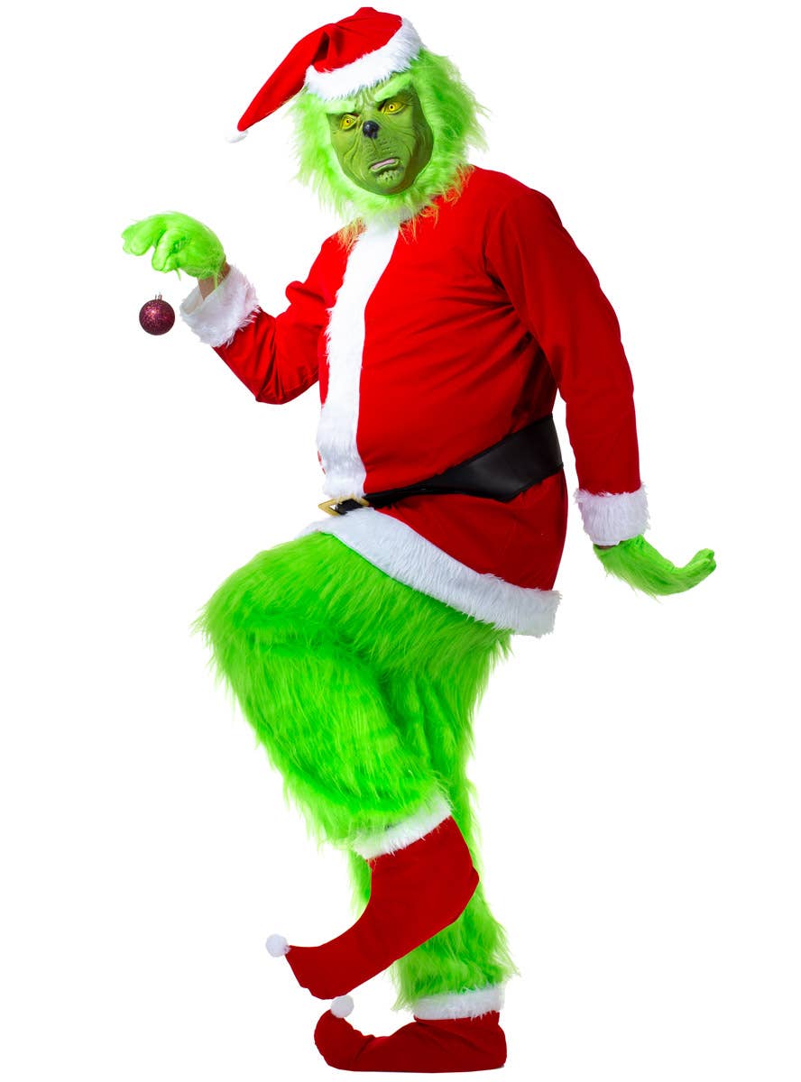 Image of Furry Green Grinch Deluxe Mens Christmas Costume - Side