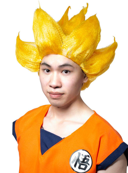 Image of Super Saiyan Mens Yellow Dragon Ball Z Cosplay Wig