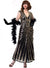 Womens Ankle Length 1930s Hollywood Movie Star Costume Dress with Black and Gold Sequins - Front Image