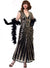 Plus Size Womens Ankle Length 1930s Hollywood Movie Star Costume Dress with Black and Gold Sequins - Front Image