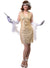 Womens Cream and Gold 1920s Gatsby Dress with Sequins and Halterneck - Front Image