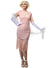 Womens Pink Gatsby Costume Dress with Matte Pink Sequins and Fringing - Front Image